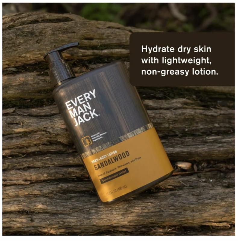 Every Man Jack Men's Sandalwood Hand & Body Lotion for All Skin Types - 13.5oz