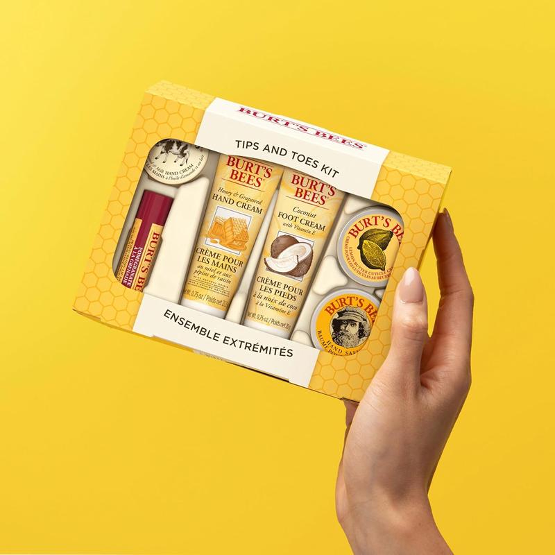 Burt's Bees Christmas Gifts, 6 Skincare Stocking Stuffers Products, Tips & Toes Set