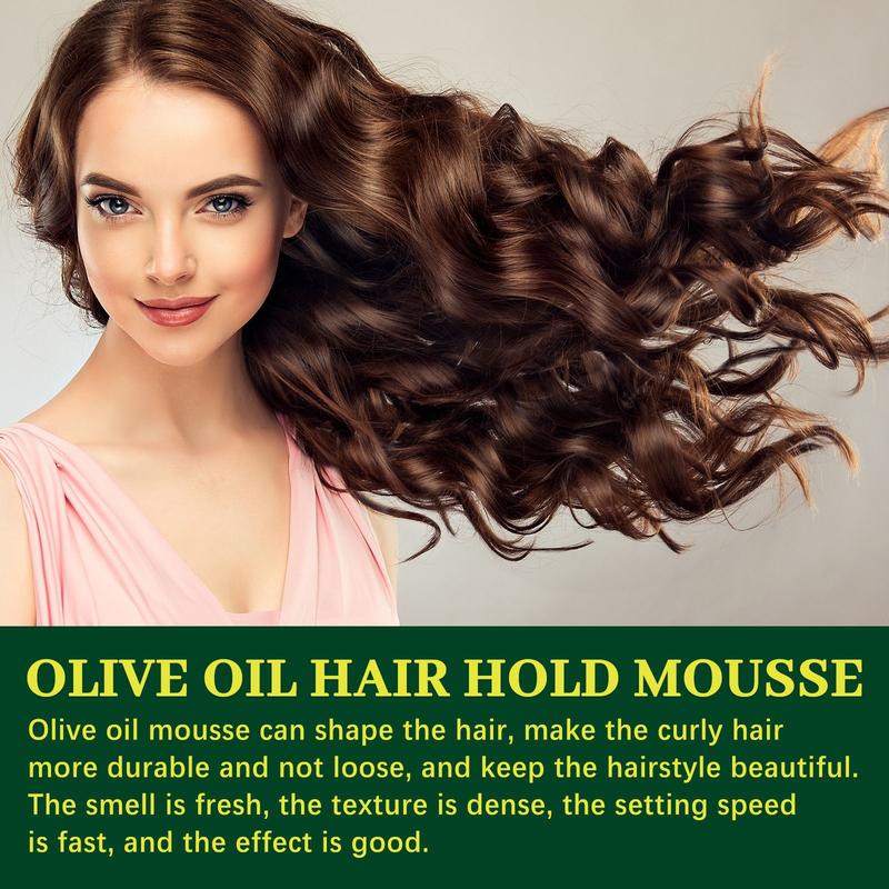 Olive Oil Hair Styling Mousse,Hydrate Permanent Anti-frizz Mousse for Curly Hair Styling and Moisturizing Care,Nourishing and Moisturizing