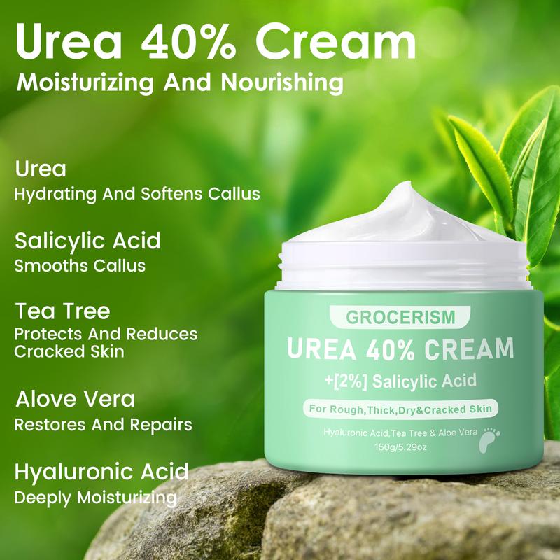 Urea Cream 40 Percent For Feet Plus 2% Salicylic Acid 5.29 oz, Foot Cream and Hand Cream Maximum Strength with Hyaluronic Acid, TeaTree, and Aloe Vera For Deep urizes, CallusRem Moistover and Soften All Skin Types, Hydrating, Auroradf Nails Moisturizer