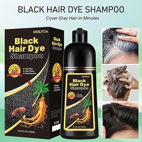 Instant Black Hair Shampoo Hair Color Shampoo for Gray Hair, 16.9 Fl Oz, Natural long lasting Black Hair Dye Shampoo 3 in 1 for Men & Women