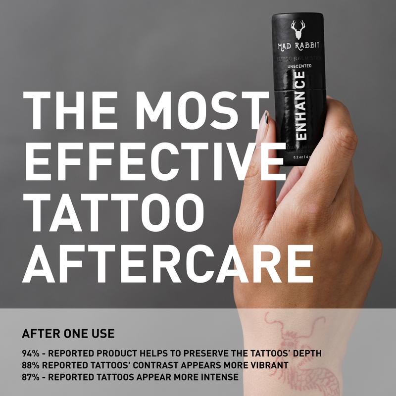 Mad Rabbit Enhance Tattoo Balm Stick-Tattoo Aftercare Brightener & Moisturizer, Clean, Color Enhancement, Fragrance-Free