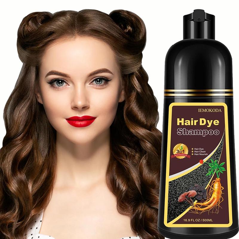 Instant 3-in-1 Dark Brown Hair Dye Shampoo-Instant Gray Coverage with Herbal Ingredients,for All Hair Types,Easy to Use,black hairdye,Ginseng Extract16.9 Fl Oz Haircare