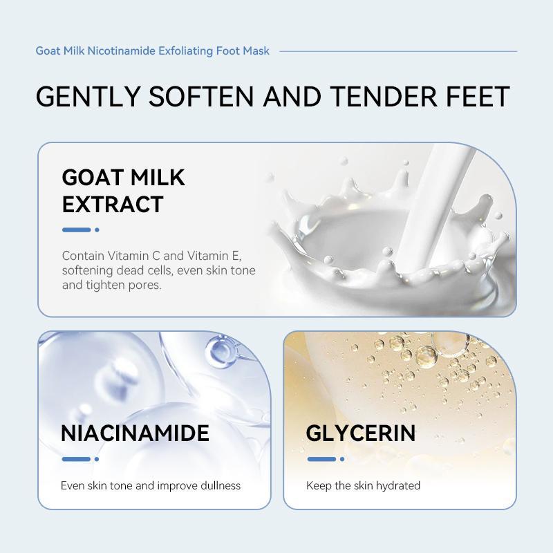 Goat Milk Exfoliating Foot Mask, 5 Counts set Foot Dead Skin Remover Mask, Foot Callus Removing Mask, Foot Hard Skin Removing Mask, Pedicure Foot Care Products, Body Care Products, Christmas Gift