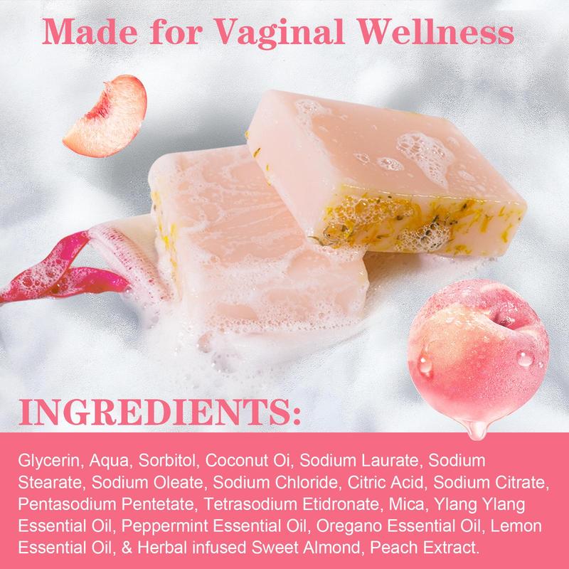 Peach Flavor Yoni Bar, Moisturizing Cleanser Hand Wash Body Essential Oil Soap, Gentle Cleansing Soap for All Skin Types