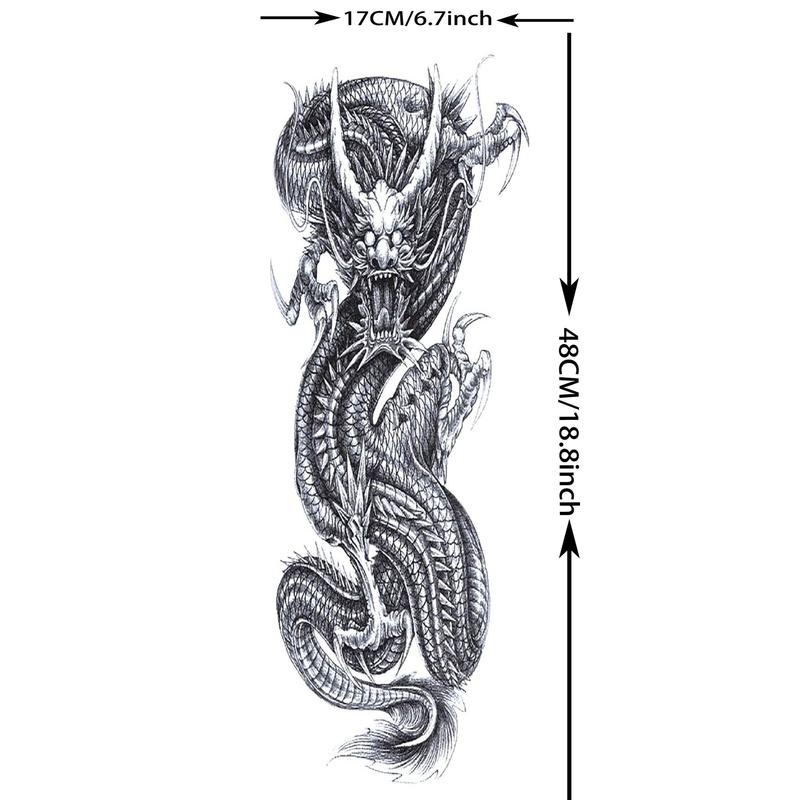 Dragon Pattern Full Arm Temporary Tattoo, Waterproof Long Lasting Fake Sleeve Tattoo, Body Art Sticker for Men & Women