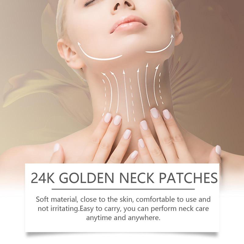 24k Gold Collagen Neck Patches, 5 Counts box Moisturizing Neck Masks, Neck Care Patches, Skin Firming Patches, Neck Skin Care Products