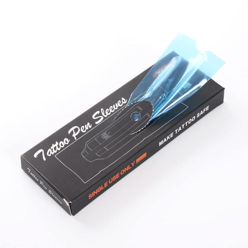 200Pcs Tattoo Machine Covers,  Machine Covers Tattoo Supplies  Supplies Disposable Clear Plastic Tattoo Gun Wrap Tattoo Pen Covers Tattoo Grip Wrap Sleeves(Blue 2.09 inch x 6.45 inch)