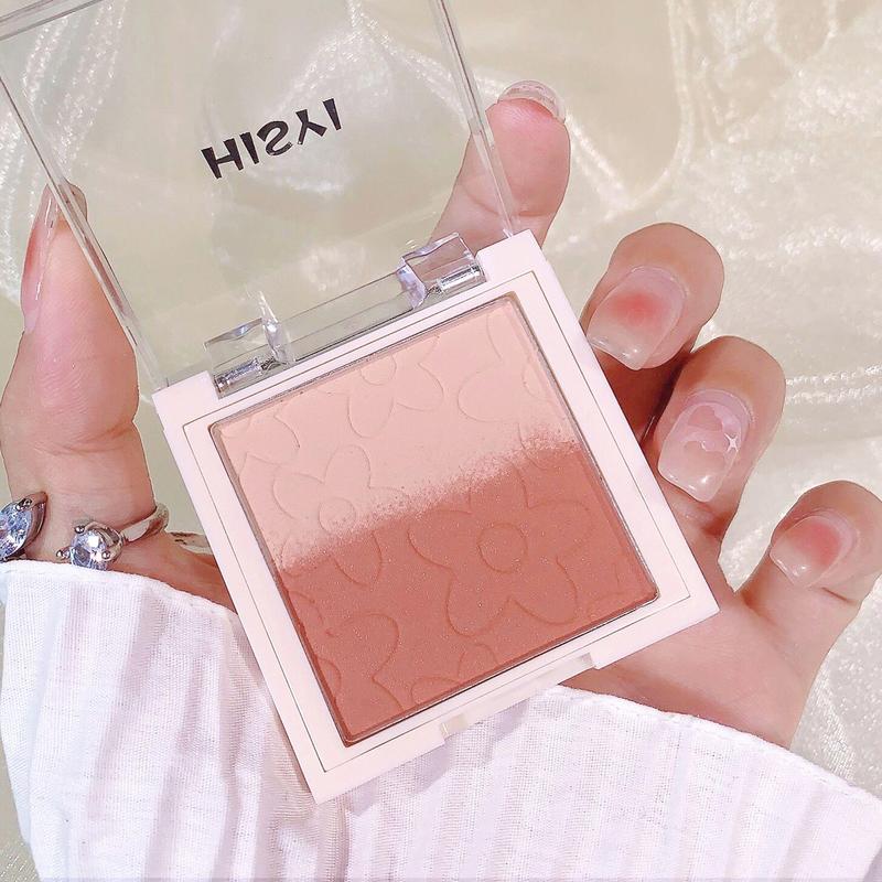 Non-Fading Two Tone Ombre Blush, Smooth Blush Powder, Cheeks Contour Blush Pressed Powder, Long Lasting Powder Blush, Natural Look Blush