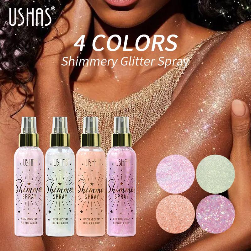 USHAS Achieve a Flawless Finish with  Pearl Shimmer Setting Spray Makeup Cosmetic bennye finalsealspray liquid blush