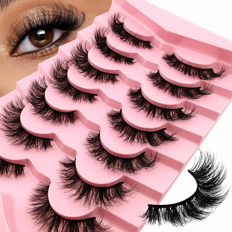 False Eyelashes, 7 Pairs Natural Look Fluffy Curly Thick Faux Eyelashes, Eye Makeup Tools for Daily Use