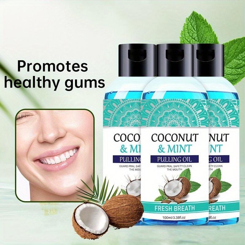 Coconut & Mint Pulling Oil Mouthwash, 2 Boxes Coconut Oil Mouthwash, Breath Refreshing Mouthwash, Oral Care Product for Men & Women