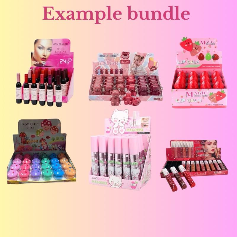 Bundle Wholesale: 5 Box (24 Pieces) Lipstick, Lipgloss, Perfume, Pen Box, and More Makeup Cosmetic Glossy Lip Care