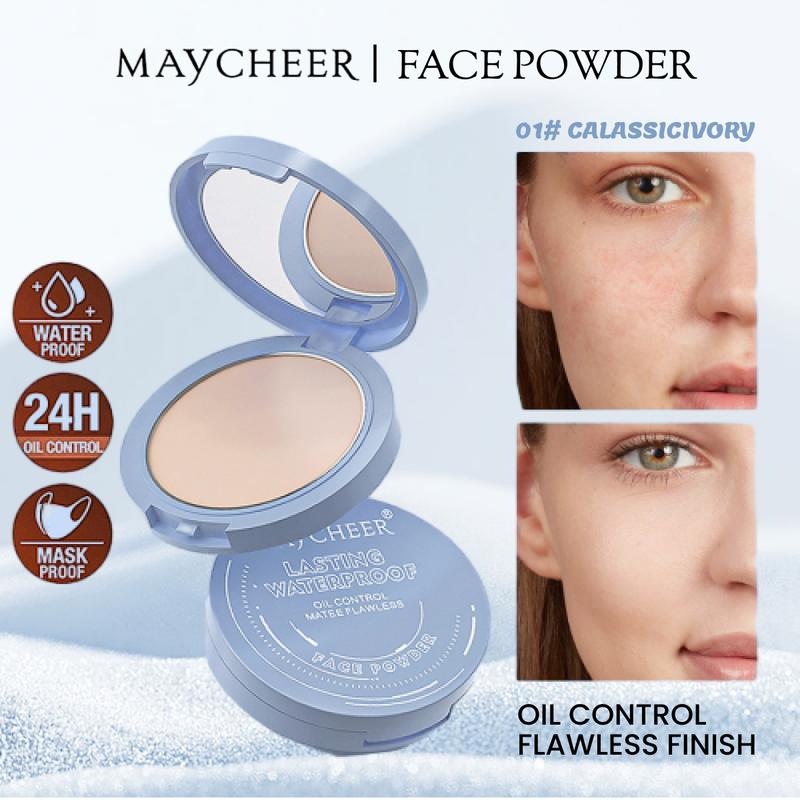 Maycheer Silky Matte Finish Pressed Powder-Oil Control, Sweatproof&Water-Resistant For All Skin Tones-Sets Makeup, Cosmetic Waterproof