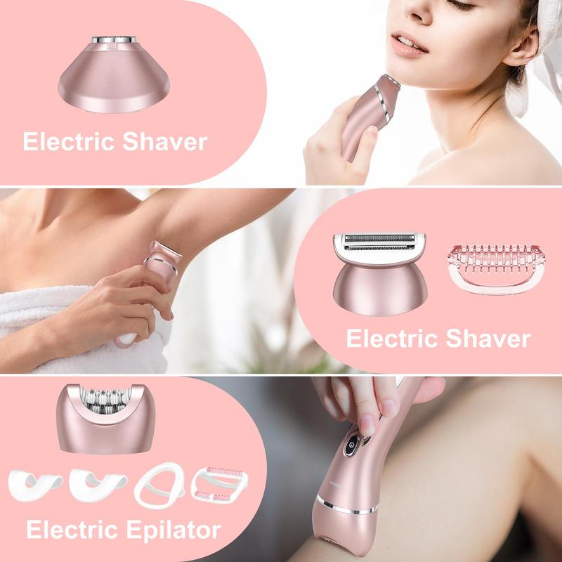 3-in-1 Electric Shaver for Women, 1 Set Electric Razor for Arm Leg Armpit Bikini, Cordless Rechargeable Hair Remover, Electric Epilator, Ipx7 Waterproof Wet & Dry Use, Christmas Gift, Fall Essentials, Ideal Winter Gift