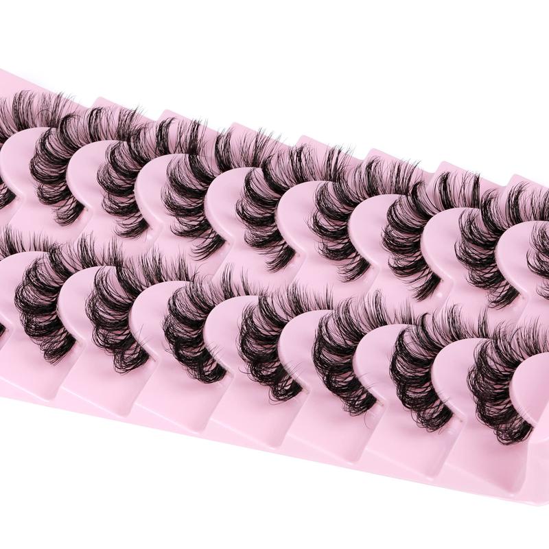 9 Pack Lashes Clear Band False Eyelashes Natural Look D Curl Curly Fake Lashes Strip Faux Eyelashes