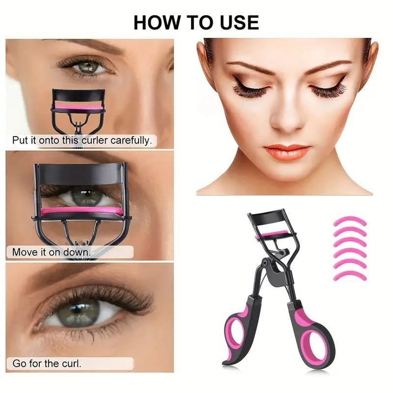 Eyelash Curler with 10pcs Replacement Pad, 1 Set Professional Makeup Tools for Women, Eyelash Makeup Tools for Women