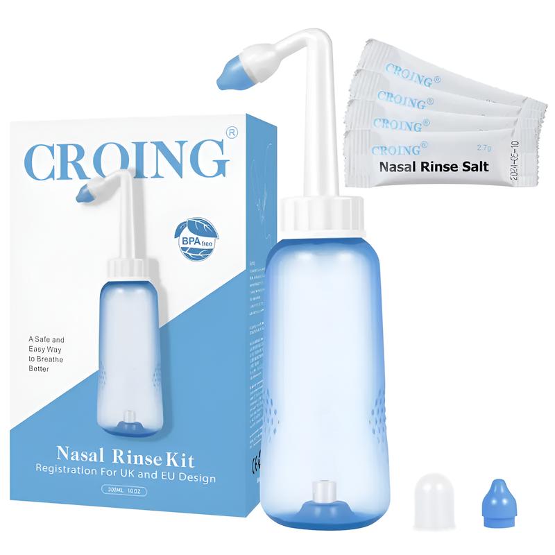 Sinus Rinse Kit with 40 Salt Packs: Nasal Irrigation System for Clear Breathing and Allergy Relief