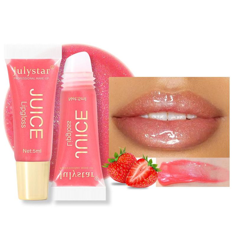 Fruit Flavored Moisturizing Lip Gloss, Long Lasting Tinted Lip Gloss for Christmas Gift, Glossy Lip Glaze Stick, Plumping Lip Oil, Lip Stain, Elegant Hydrating Lip Cosmetic for Gift