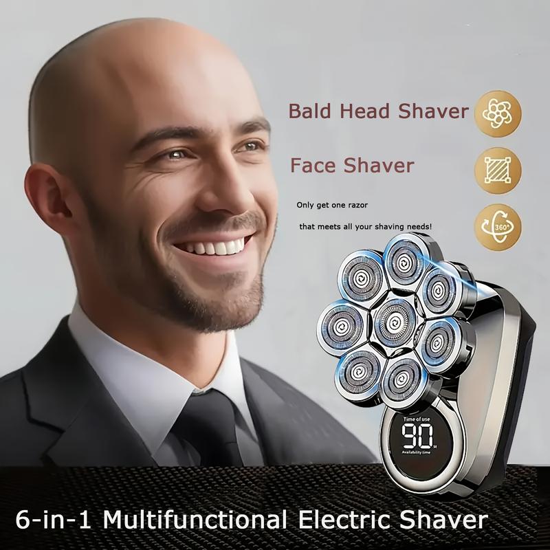 CHIN Upgrade 8D Electric Head Shaver for Bald Men,LED Display,IP67 Waterproof Men's Rotary Head Beard Shaver,6-in-1 Grooming Kit Electric 8D Shaver for Wet Dry Shaving,Floating Head Shaver for Men,Cordless Razor Comfort,Gift for Men Smooth electric shaver