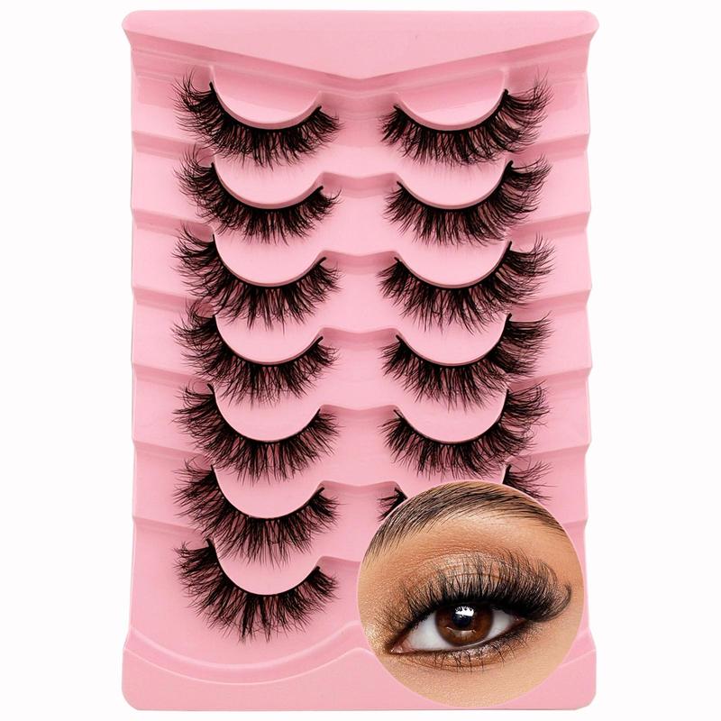 False Eyelashes, 7 Pairs Natural Look Fluffy Curly Thick Faux Eyelashes, Eye Makeup Tools for Daily Use