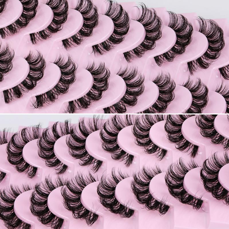 9 Pack Lashes Clear Band False Eyelashes Natural Look D Curl Curly Fake Lashes Strip Faux Eyelashes