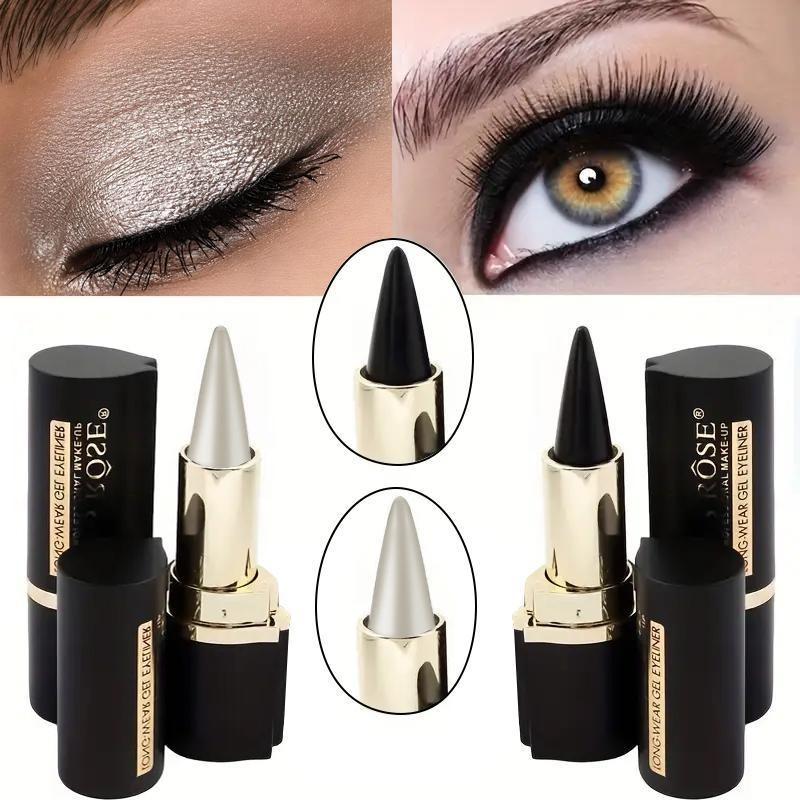 Black Eyeliner Creamy Pencil, Waterproof Eye Enhancing Stick, Solid Blend Thick Gel, Christmas Gift,Smooth 24 Hours Long Lasting Smoky Eye Liner, Daily Makeup, Beauty Eyeshadow, Quick Drying Eyeliner Pen, black gel eyeliner pencil set, Cosmetic lip liner