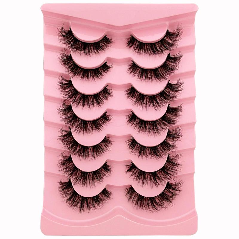 False Eyelashes, 7 Pairs Natural Look Fluffy Curly Thick Faux Eyelashes, Eye Makeup Tools for Daily Use