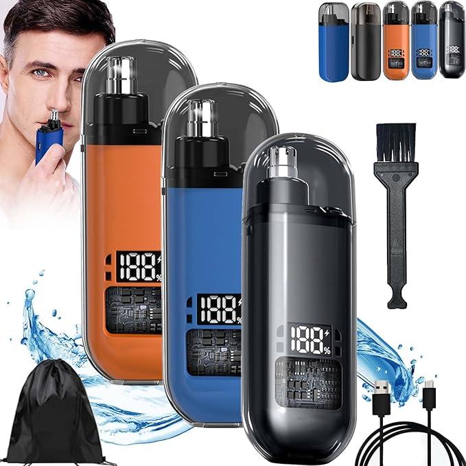 Nose Hair Trimmer(Painless & Precision), Portable Nose Hair Trimmer, Electric Nose Hair Trimmer, with Dust Protection Cap, Ipx7 Waterprof USB Rechargea BleNose Hair Trimme (Orange)