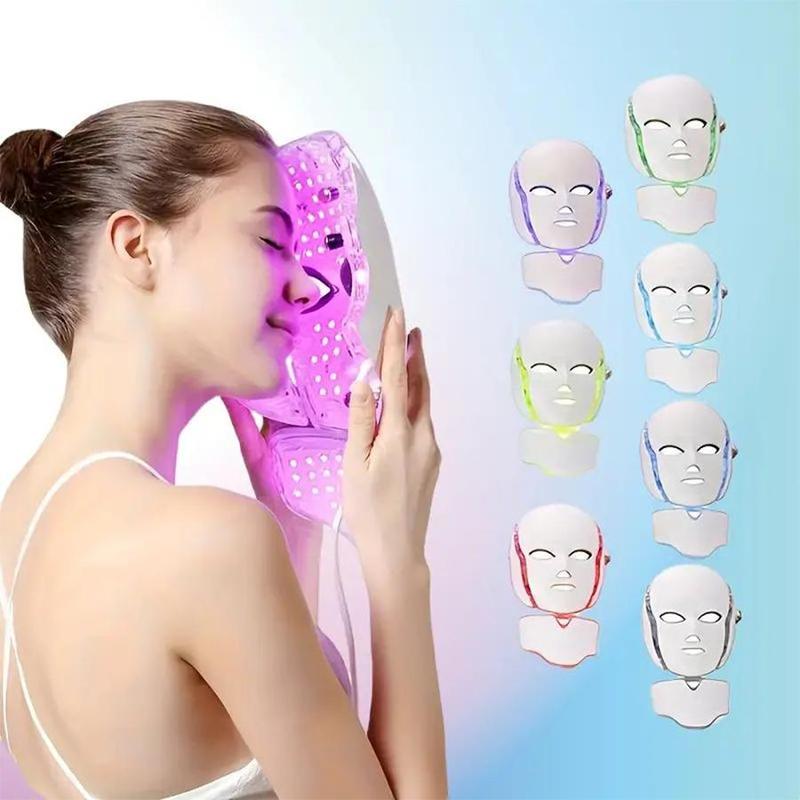 LED Light Facial Mask, 1 Count 7 Color LED Light Facial Mask, Professional Facial Beauty Instrument for All Skin Types, Daily Skincare Beauty Tool