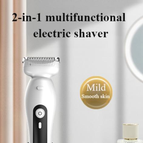 2 in 1 Electric Shaver, Wet-Dry Usable Electric Shaver, USB Rechargeable, Hair Removal for Face, Legs, Cordless Waterproof Trimmer with Head Base, Painless Epilator