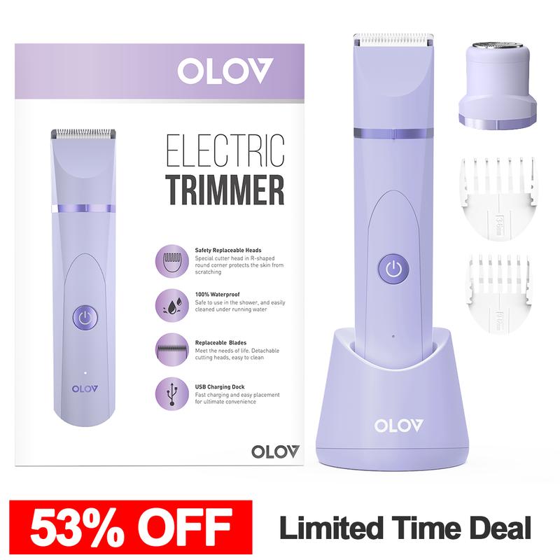 OLOV Women Wet Dry Body Shaver Groomer -Bikini Trimmer ,Replaceable Ceramic Blade Heads,  Waterproof Hygiene Razor,  Fashionable and portabler, Pink