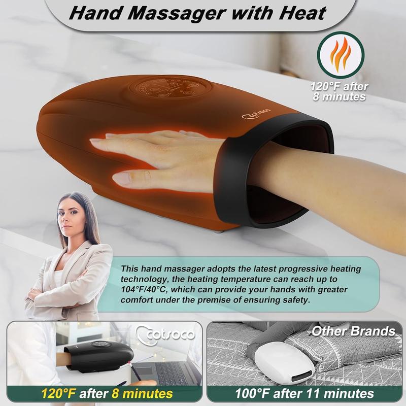 Cordless Electric Hand Massager for Arthritis and Carpal Tunnel Relief, 6 Levels Hand Therapy with Heat and Compression, Finger and Wrist Massager Machine for Pain Relief Gift for Mom Gift for Father