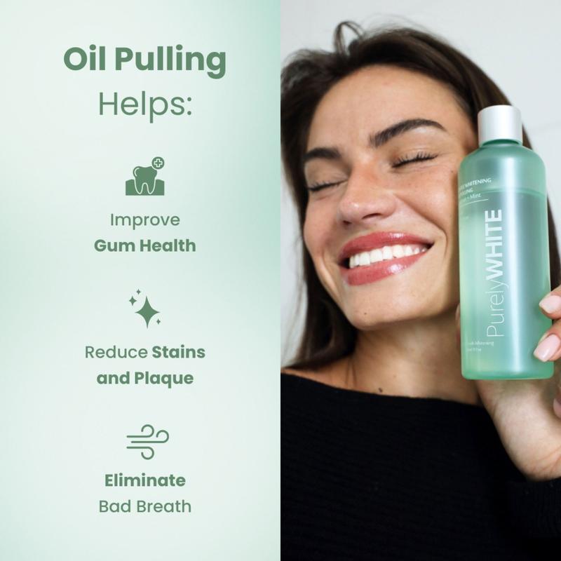 PurelyWHITE | Gentle Whitening Oil Pulling | For Sensitive Teeth | Natural Oral Mouthwash