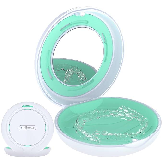 [Color random]Retainer Case, Cute Retainer box with Vent Hole and mirror, Foldable (X003T66T6H)