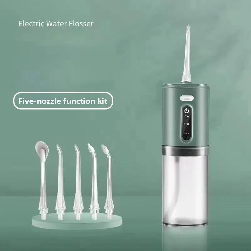 Portable Electric Oral Irrigator with 5 Nozzle Head, Pulse Floss Handheld Portable Dental Scaler Oral Cleaner for Home and Travel