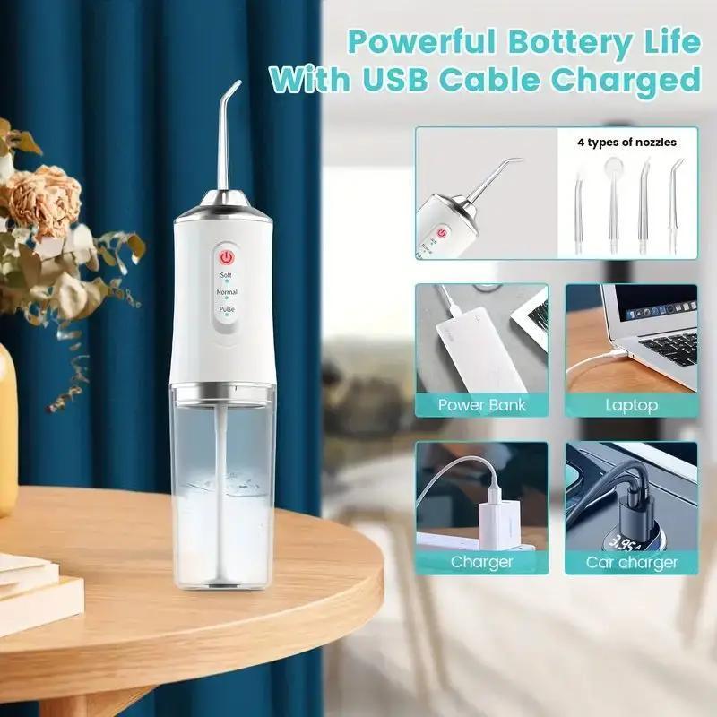 Electric Water Flosser & Jet Tip, 1 Set Portable Rechargeable Oral Irrigator For Home & Travel, Teeth Cleaning Device for Anxiety, Christmas, Fall Gift, Winter Gift, Christmas Gift