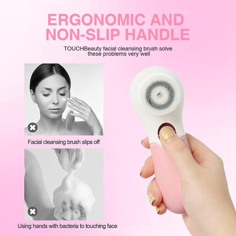 Face Brush Electric Face Cleansing Brush Skin Cleansing Face Scrubber with 3 Brush Heads Spin Brush for Deep Cleansing Exfoliation, Facial Cleanser Brush for Massaging Changzu