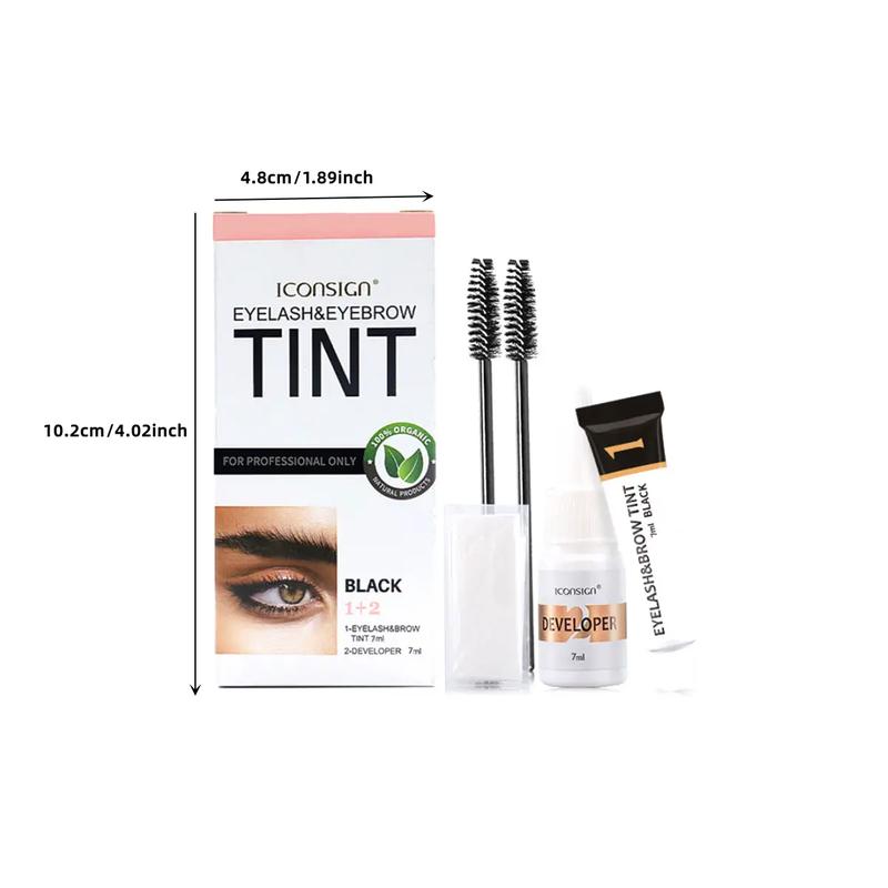 Semi-Permanent Eyelash Eyebrow Tint Kit 2 in 1 Waterproof Quick Tint Eyebrow Enhancement Long Lasting Black Brown Eyebrow Cosmetic Makeup