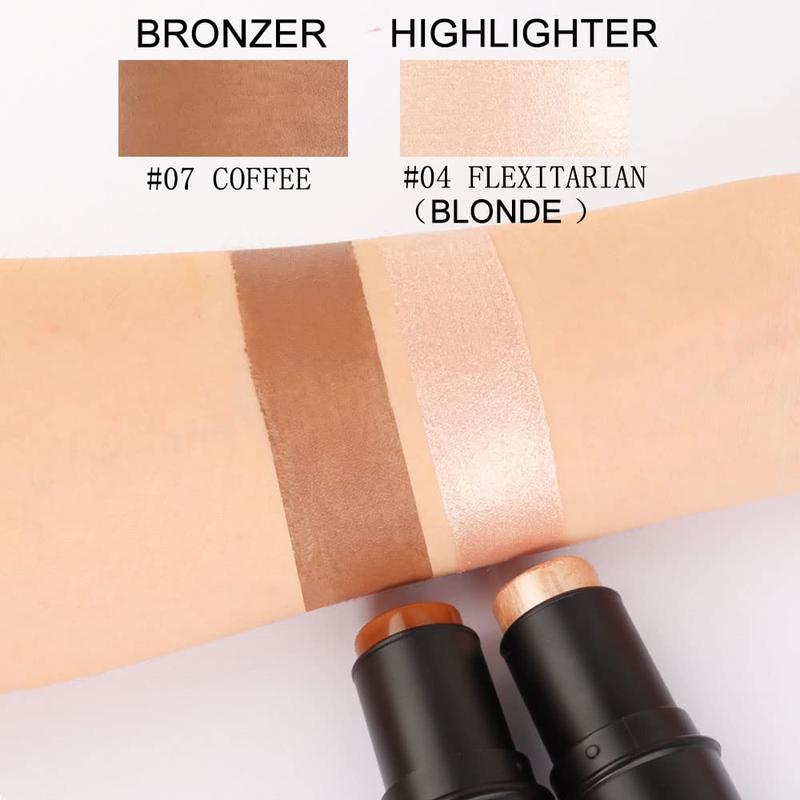 2Pcs Face Cream Contour Bronzer Sticks Makeup Highlighter Highlight Brown Creme Cheek Contour Sticks - Cosmetic Smooth Waterproof