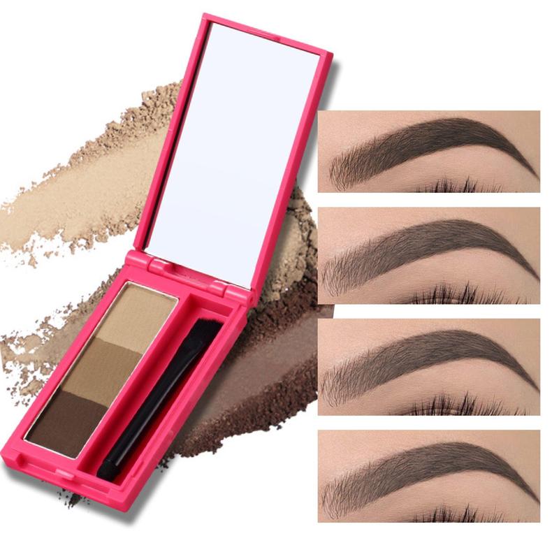 3 Color Eyebrow Powder with Brush, 1 Box Long Lasting Waterproof Eyebrow Powder, Natural Eyebrow Makeup Tool for Women