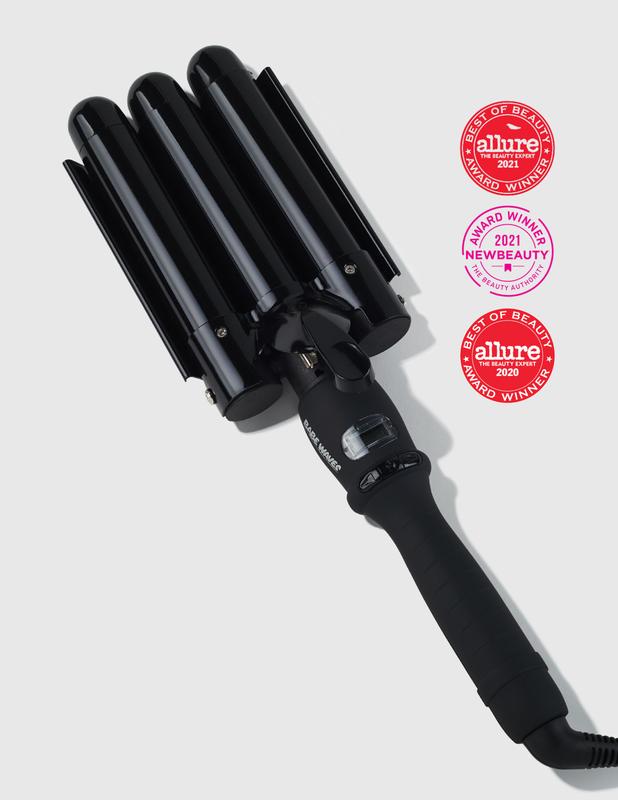 Trademark Beauty Babe Waves 3 Barrel Curling Iron Hair Waver, 1.15 Inch Quick Heat, Adjustable Temperature Hair Curler, Hair Styling Tools, 28mm Limited Edition Ceramic Wand, Black Handle