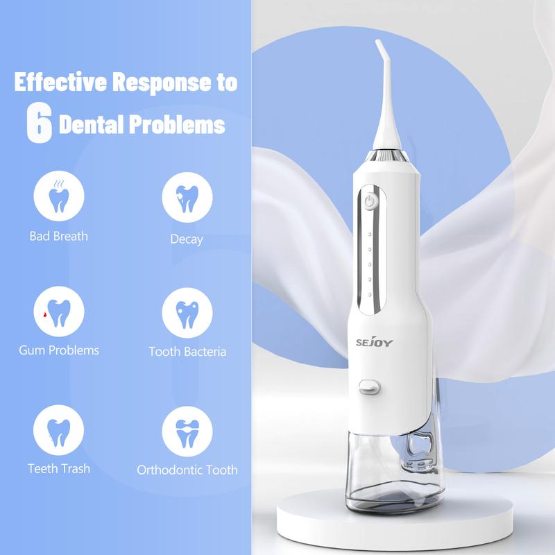 Sejoy Water Flosser With 5 Cleaning Modes, IPX7 & 270ML Large Water Tank, 5Jet Tips, Oral Irrigator Rechargeable for Home Travel & Office