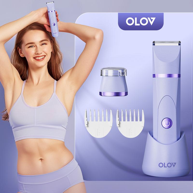 OLOV Women Wet Dry Body Shaver Groomer -Bikini Trimmer ,Replaceable Ceramic Blade Heads,  Waterproof Hygiene Razor,  Fashionable and portabler, Pink