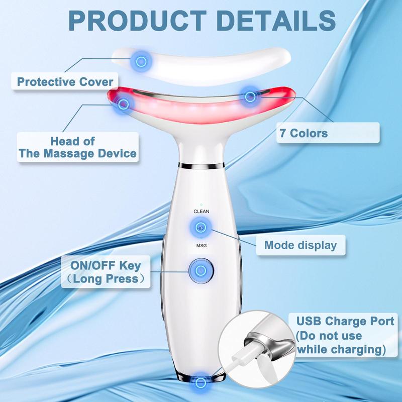 7 Color Facial Massager Tool, Skin Care and Double Chin Neck Massage, Face Sculpting Tool with Thermals, Portable Facial Beauty Device, Christmas Gift, Trending Products, Beauty Instrument