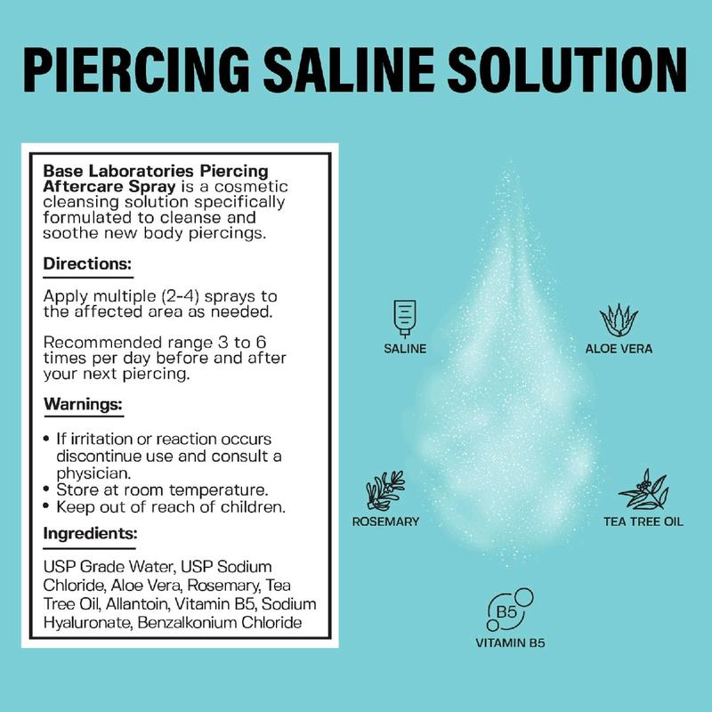 Saline Solution for Piercing Aftercare Spray Cleanses & Sterilizes  Nose Ear Piercing Cleaner for all Keloids Piercing Bumps and Wounds 120ml