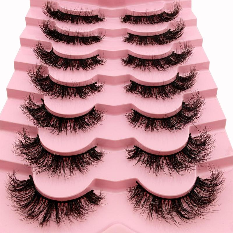 False Eyelashes, 7 Pairs Natural Look Fluffy Curly Thick Faux Eyelashes, Eye Makeup Tools for Daily Use