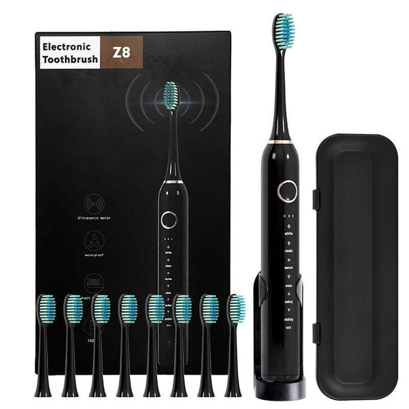 High Vibration Sonic Electric Toothbrush Set, 1 Set IPX8 Waterproof Fast Charge Toothbrush & Replacement Brush Heads, Daily Oral Care Product