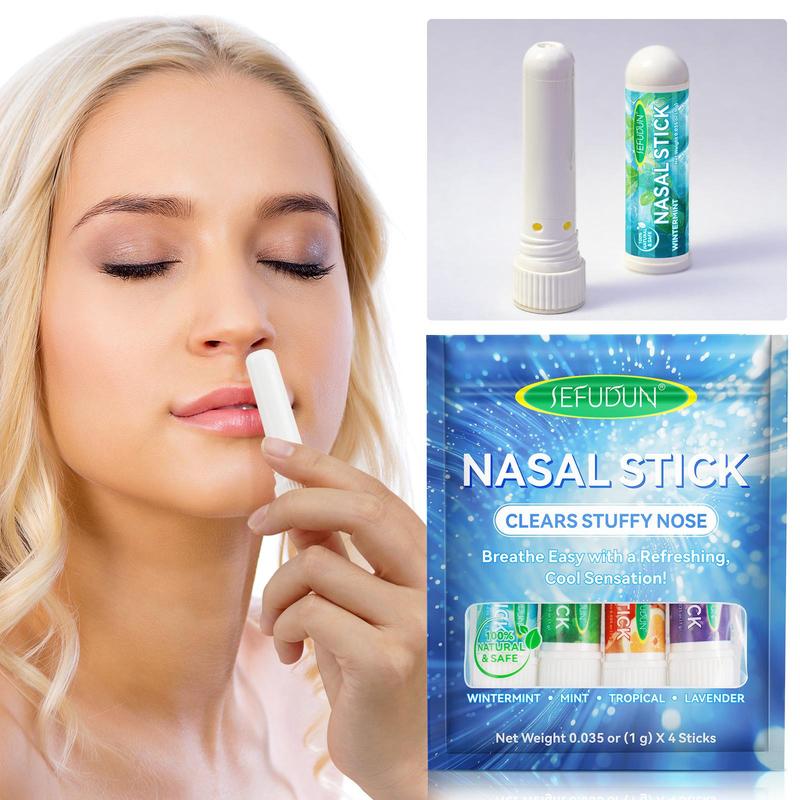 Nasal Stick, 4 Counts set Portable Nasal Congestion Relief Roll-on Sticks for Daily Use, Nasal Care Product for Women & Men, Christmas Gift