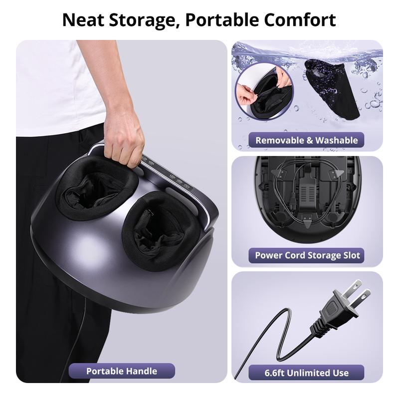 Foot Massager with Heat, Electric Shiatsu Feet Massage Machine for Circulation and Pain relief, 3 Vibrations&9 Intensities, 6 Timing Options, Up to Size 13, Purple